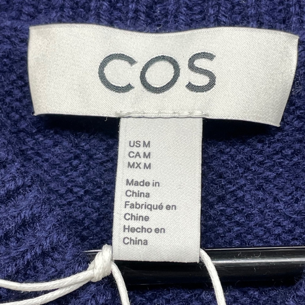 COS Oversized Crew Neck Womens Sweater Size M Blue 100% Wool RWS Certified - Picture 2 of 16